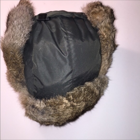Columbia Lg RabbitFur Insulated Bomber Hat DkGreen - Picture 3 of 8